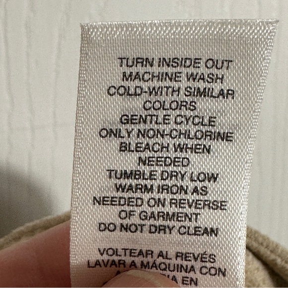 Chico's size 2 (approx size 12 US) suede-feel beige pants, straight leg - Picture 12 of 13